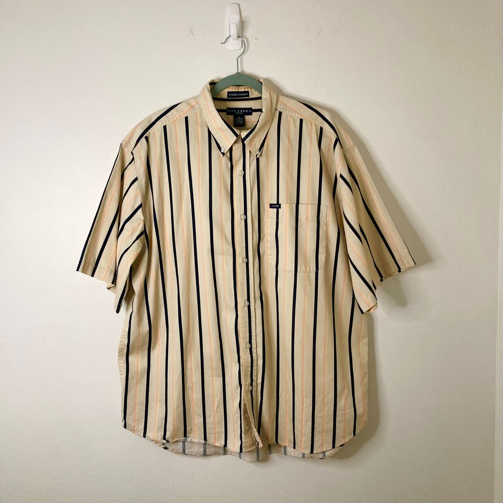 Ivy Crew Classics XL 100% Cotton Short Sleeve Preppy Button Down Striped Shirt